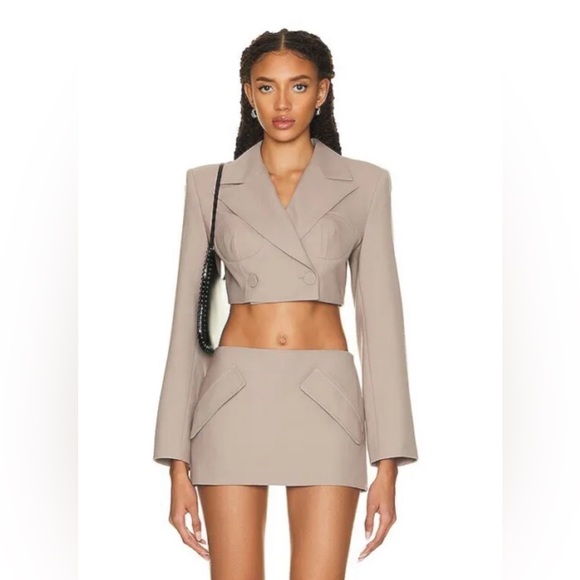 New AKNVAS Stone Crop Blazer In Taupe Size 10